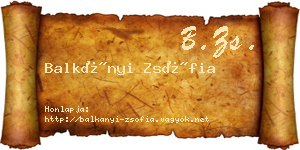 Balkányi Zsófia névjegykártya